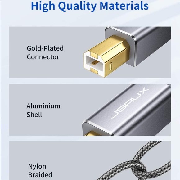 Printer Cable,JSAUX6.6FT USB Printer Cord 2.0Type A to B Male Cable Scanner Cord - Picture 7 of 7